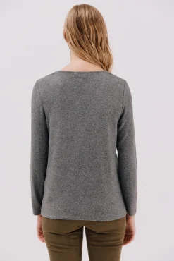 Cortefiel T-Shirts-T-shirt básica gola em bico Cinzento