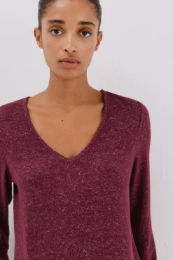 Cortefiel T-Shirts-T-shirt básica gola em bico Roxo