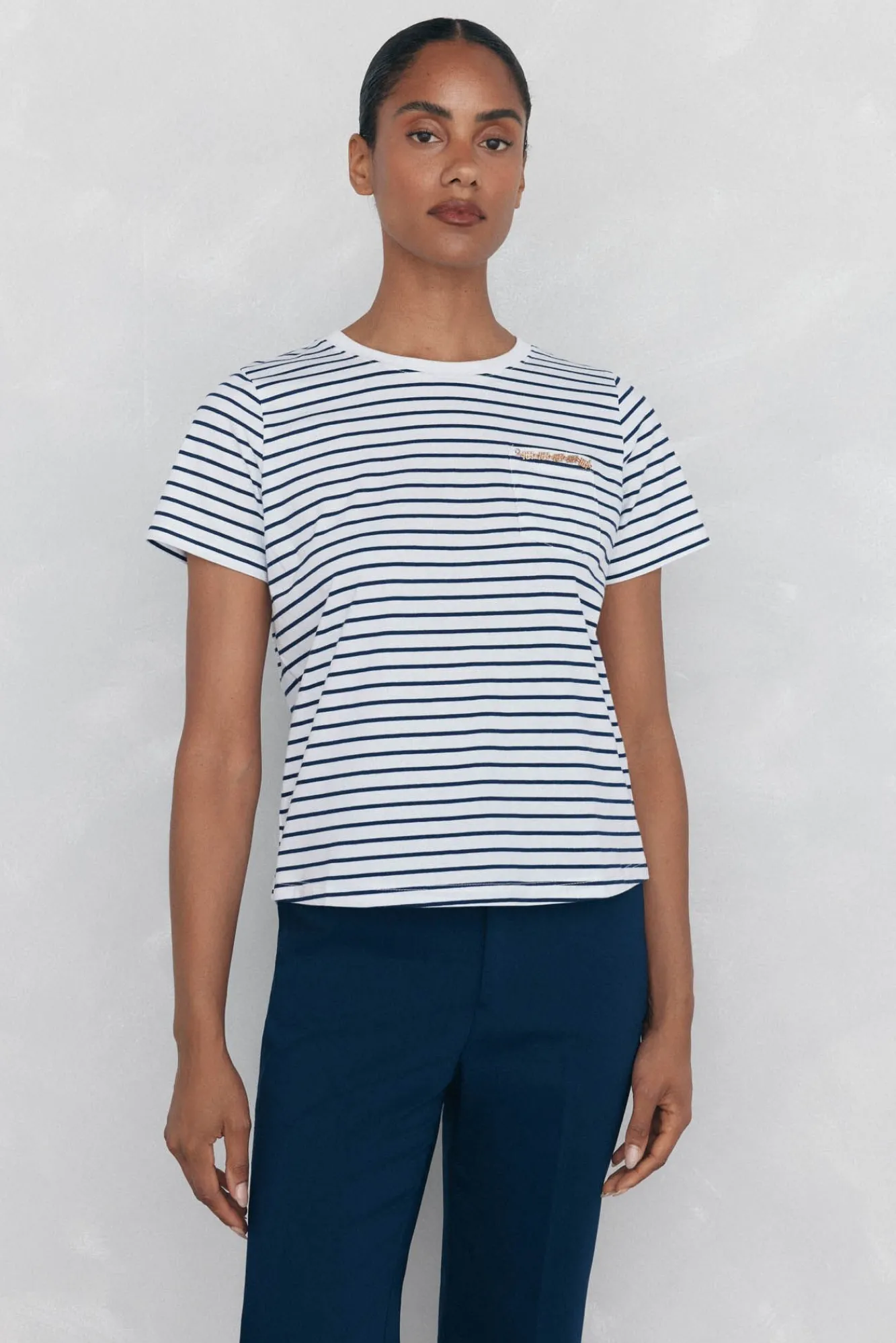 Pedro del Hierro T-Shirts-T-shirt com bolso de corrente Azul