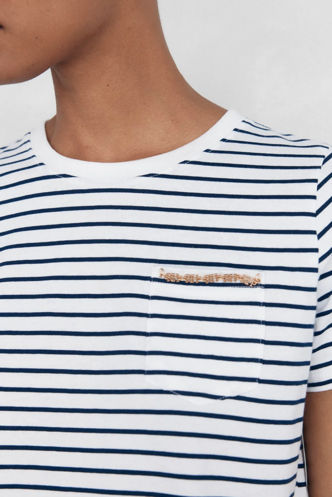 Pedro del Hierro T-Shirts-T-shirt com bolso de corrente Azul