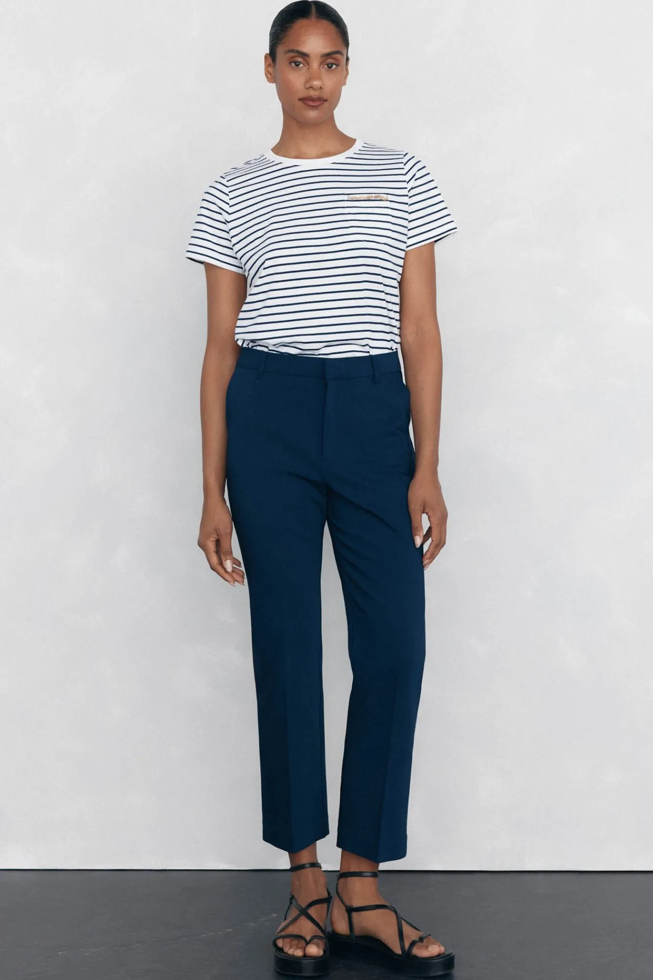 Pedro del Hierro T-Shirts-T-shirt com bolso de corrente Azul