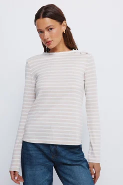 Springfield T-Shirts-T-shirt com botões e gola alta cru