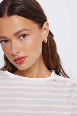 Springfield T-Shirts-T-shirt com botões e gola alta cru