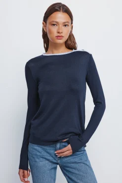 Springfield T-Shirts-T-shirt com botões e gola alta azul