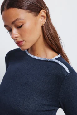 Springfield T-Shirts-T-shirt com botões e gola alta azul