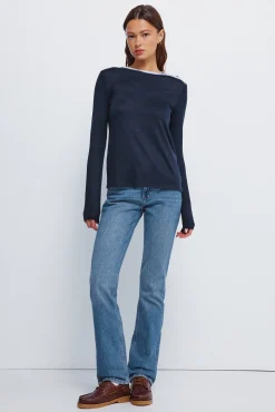 Springfield T-Shirts-T-shirt com botões e gola alta azul