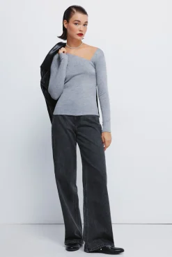 Springfield T-Shirts-T-shirt com decote assimétrico cinzento