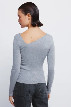 Springfield T-Shirts-T-shirt com decote assimétrico cinzento