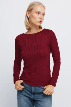 Springfield T-Shirts-T-shirt com decote canoa canelado estampado