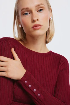 Springfield T-Shirts-T-shirt com decote canoa canelado estampado