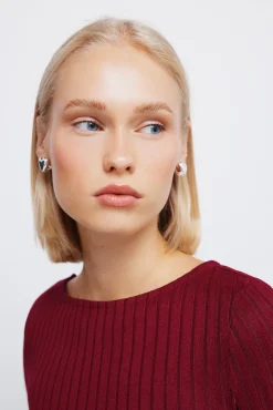 Springfield T-Shirts-T-shirt com decote canoa canelado estampado