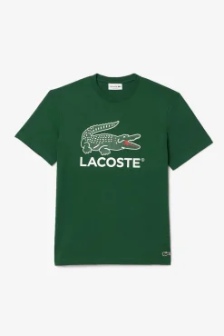 Lacoste T-Shirts-T-shirt com estampado de assinatura em malha de algodão Verde