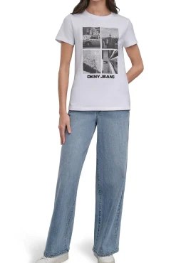 DKNY T-Shirts-T-shirt com foto branco