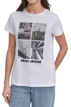 DKNY T-Shirts-T-shirt com foto branco