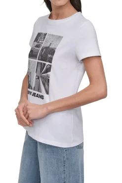 DKNY T-Shirts-T-shirt com foto branco
