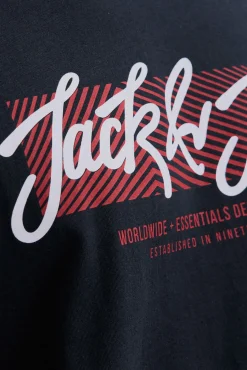 Jack & Jones PLUS T-Shirts-T-shirt com logo frontal azul