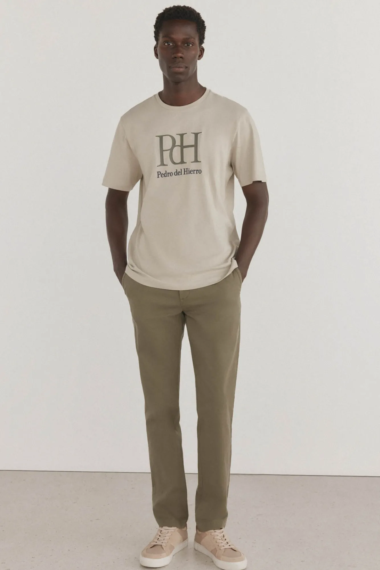 Pedro del Hierro T-Shirts-T-shirt com logotipo Beige