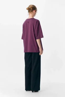 Object T-Shirts-T-shirt com texto impresso Roxo