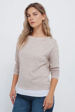 Springfield T-Shirts-T-shirt combinada com botões nos ombros cru