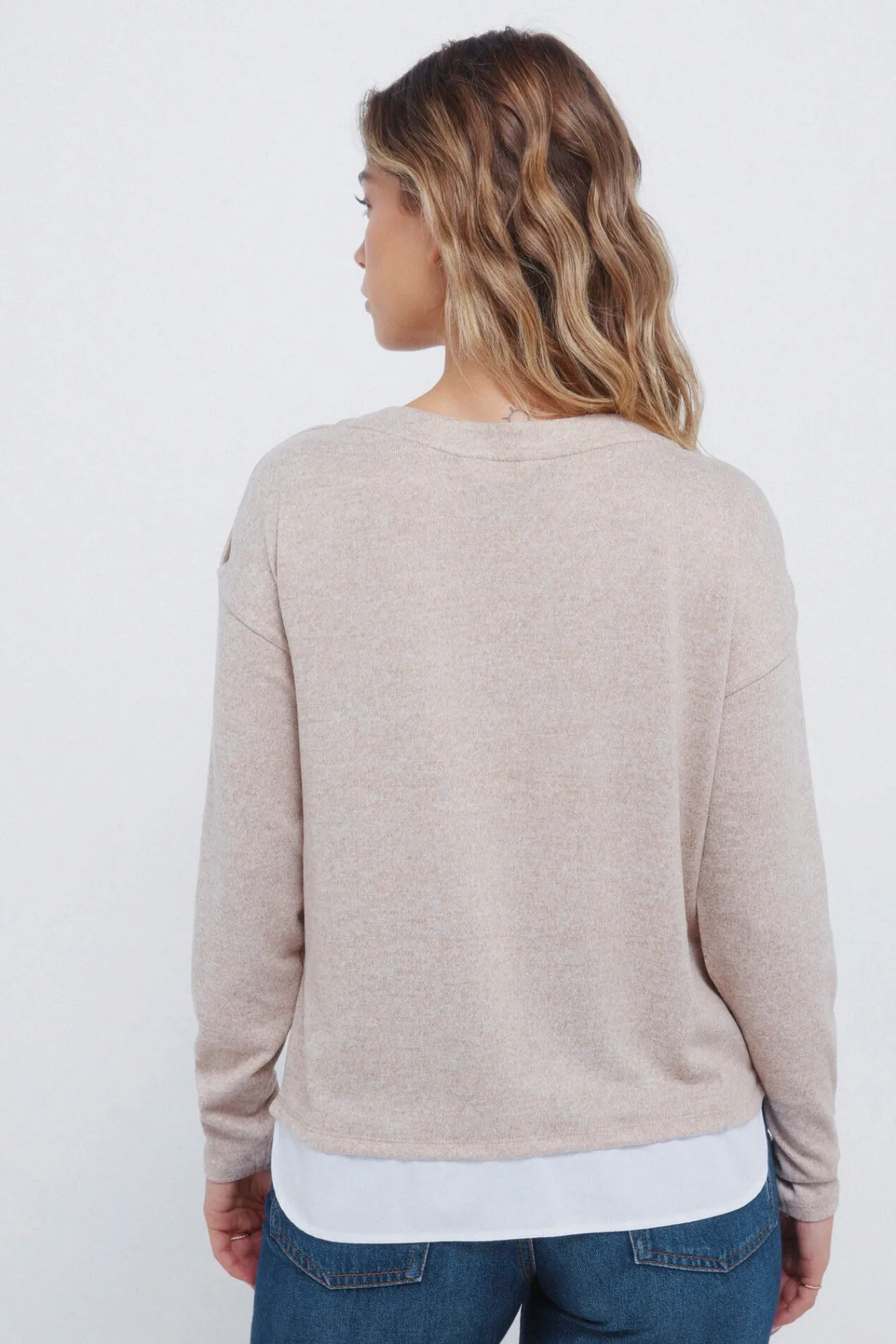 Springfield T-Shirts-T-shirt combinada com botões nos ombros cru