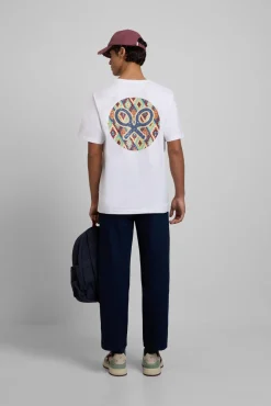 Silbon T-Shirts-T-shirt círculo étnico Branco