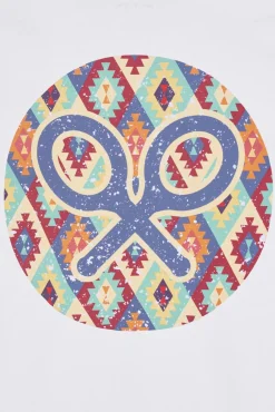 Silbon T-Shirts-T-shirt círculo étnico Branco