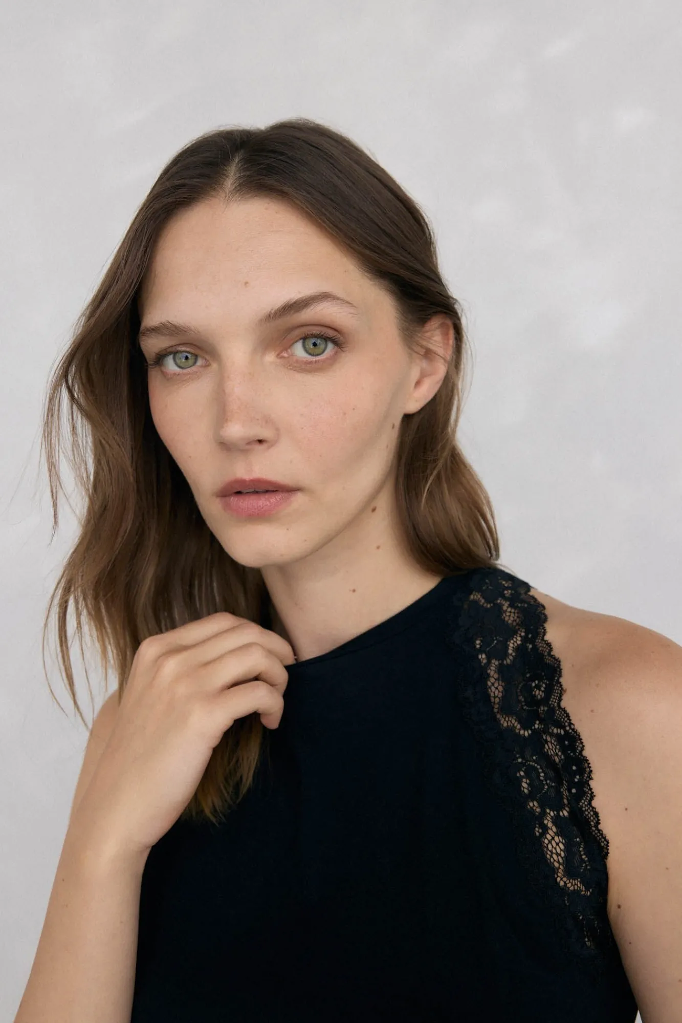 Pedro del Hierro T-Shirts-T-shirt de alças com renda Preto