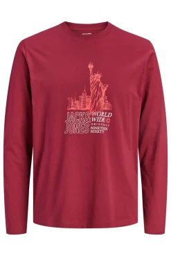 Jack & Jones T-Shirts-T-shirt de corte regular vermelho