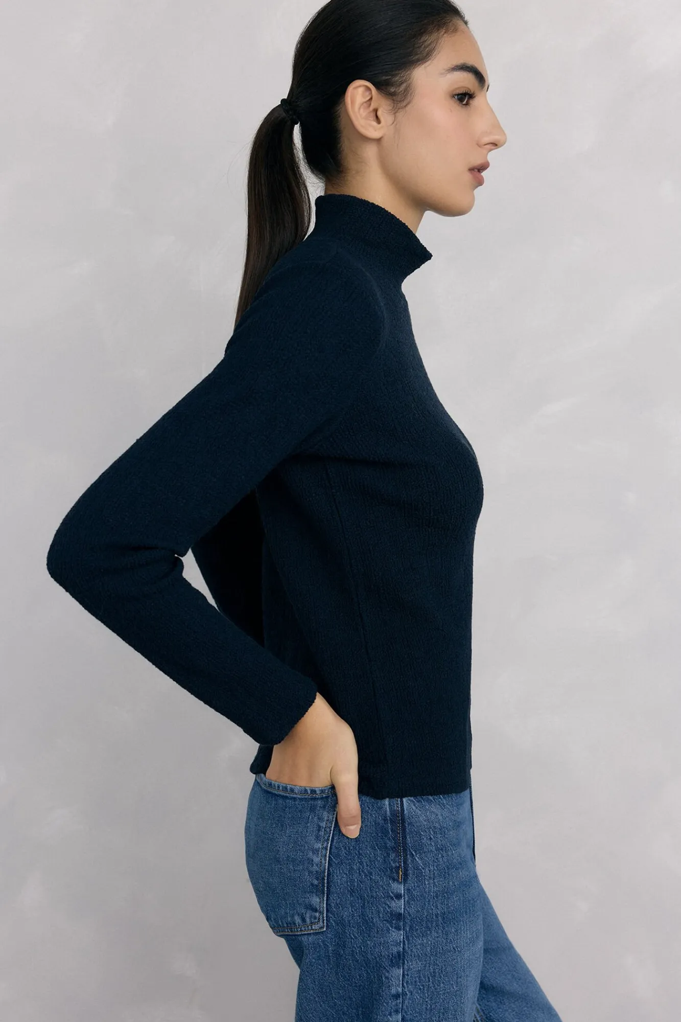 Pedro del Hierro T-Shirts-T-shirt de gola alta amassada Azul