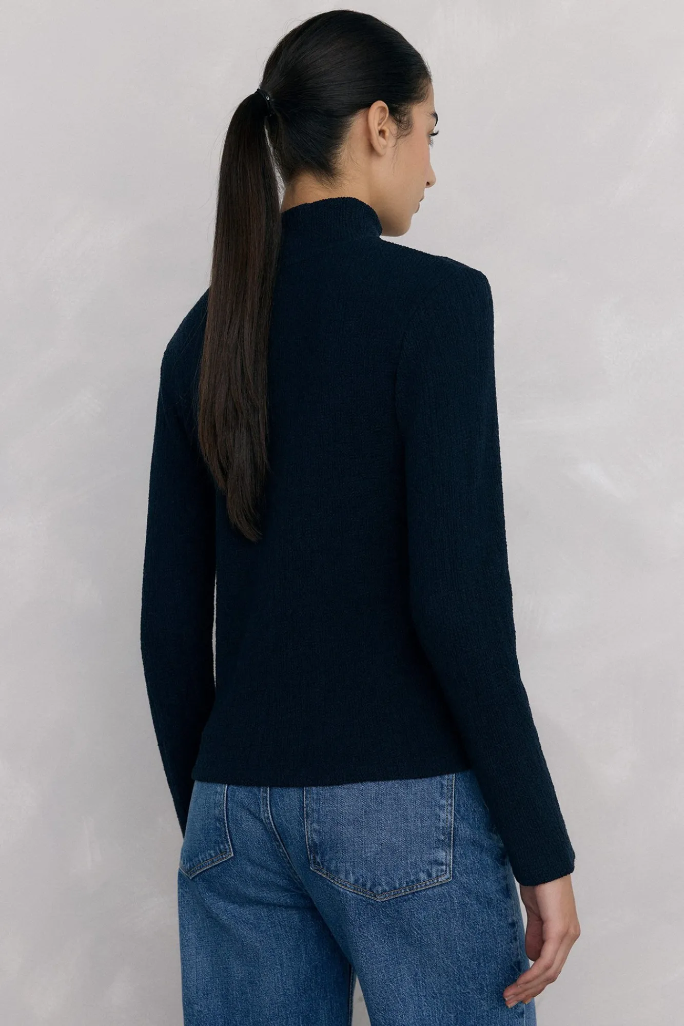 Pedro del Hierro T-Shirts-T-shirt de gola alta amassada Azul