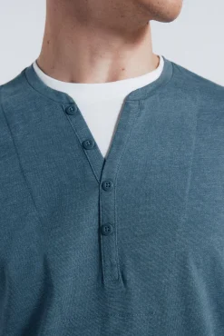 Springfield T-Shirts-T-shirt de gola padeiro manga com gola redonda azul