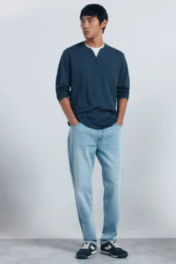 Springfield T-Shirts-T-shirt de gola padeiro manga com gola redonda azul