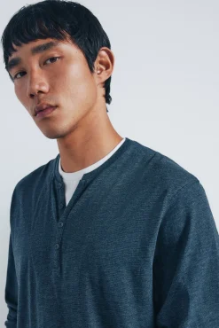 Springfield T-Shirts-T-shirt de gola padeiro manga com gola redonda azul