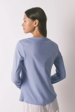 Women'secret T-Shirts-T-shirt de manga comprida em algodão escovado lilás rosa