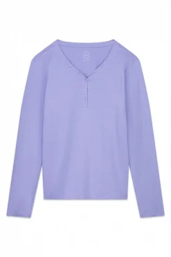 Women'secret T-Shirts-T-shirt de manga comprida em algodão escovado lilás rosa