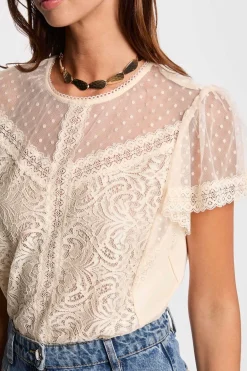 Morgan T-Shirts-T-shirt de manga curta Ecru