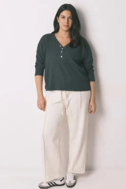 Women'secret T-Shirts-T-shirt de manga manga waffle cinza cinzento