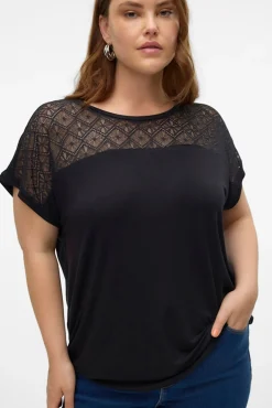 Vero Moda Curve T-Shirts-T-shirt de renda plus size Preto