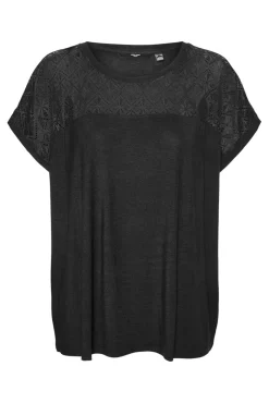 Vero Moda Curve T-Shirts-T-shirt de renda plus size Preto