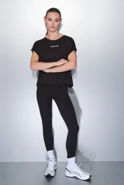 Dash and Stars T-Shirts-T-shirt de tecido extrassuave preto