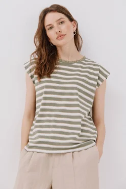 Cortefiel T-Shirts-T-shirt decote em bico Verde