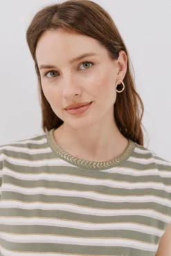 Cortefiel T-Shirts-T-shirt decote em bico Verde