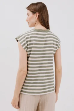 Cortefiel T-Shirts-T-shirt decote em bico Verde