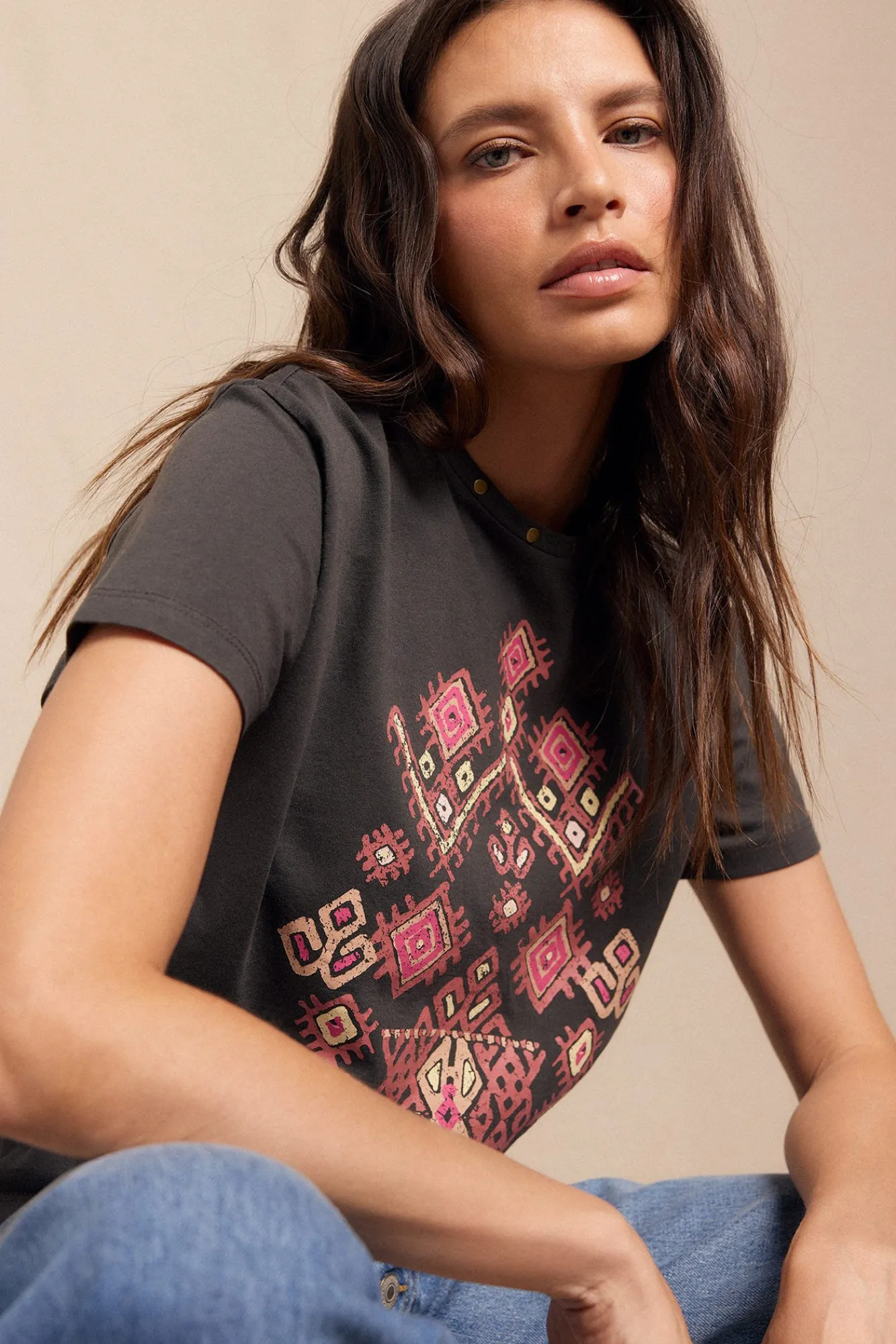 Slowlove T-Shirts-T-shirt estampada Cinzento