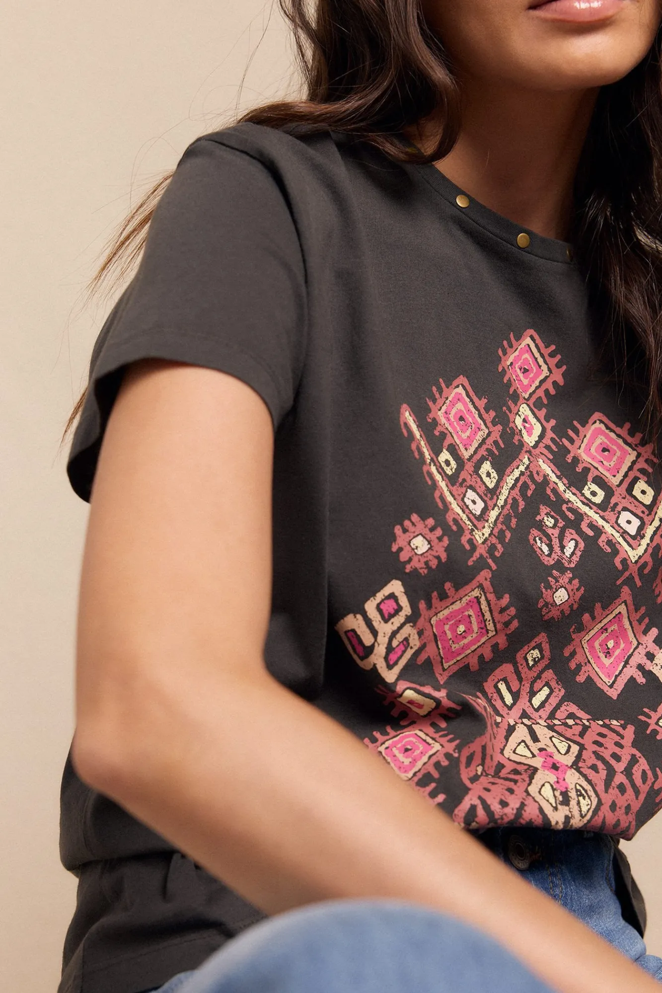 Slowlove T-Shirts-T-shirt estampada Cinzento