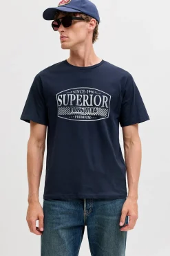 Jack & Jones T-Shirts-T-shirt estampada à frente Azul