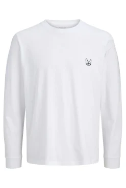 Jack & Jones T-Shirts-T-shirt estampado de cachorro de manga manga branco