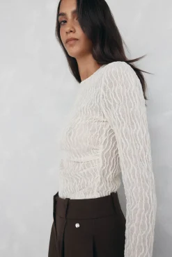 Pedro del Hierro T-Shirts-T-shirt estruturada de manga francesa Ecru