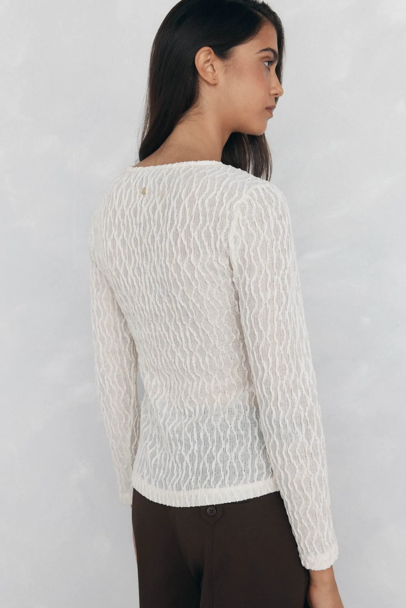 Pedro del Hierro T-Shirts-T-shirt estruturada de manga francesa Ecru