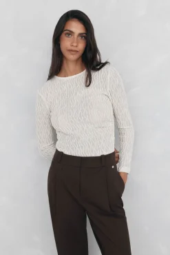 Pedro del Hierro T-Shirts-T-shirt estruturada de manga francesa Ecru